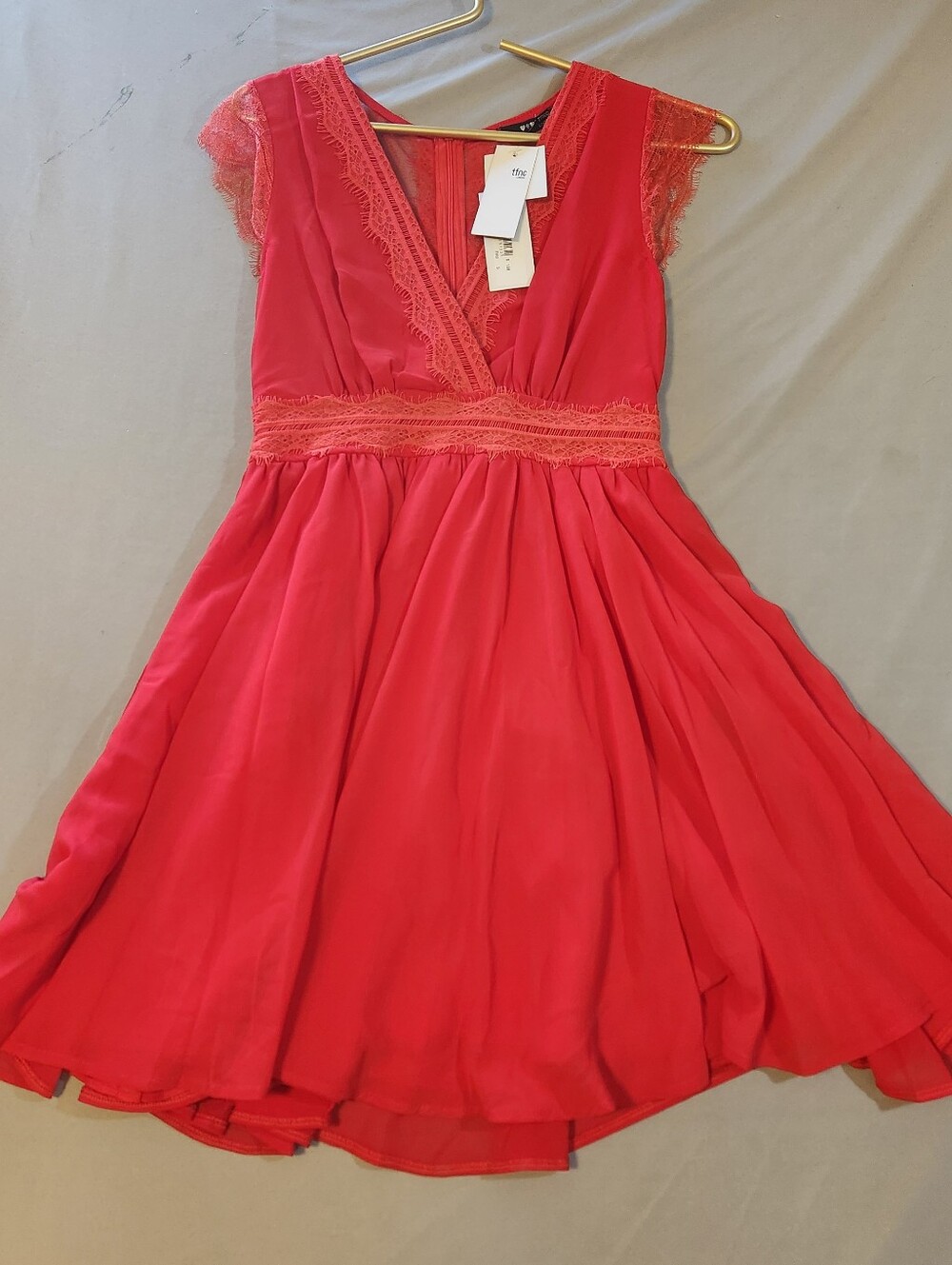 TFNC Red Lace Detail Fit & Flare Dress